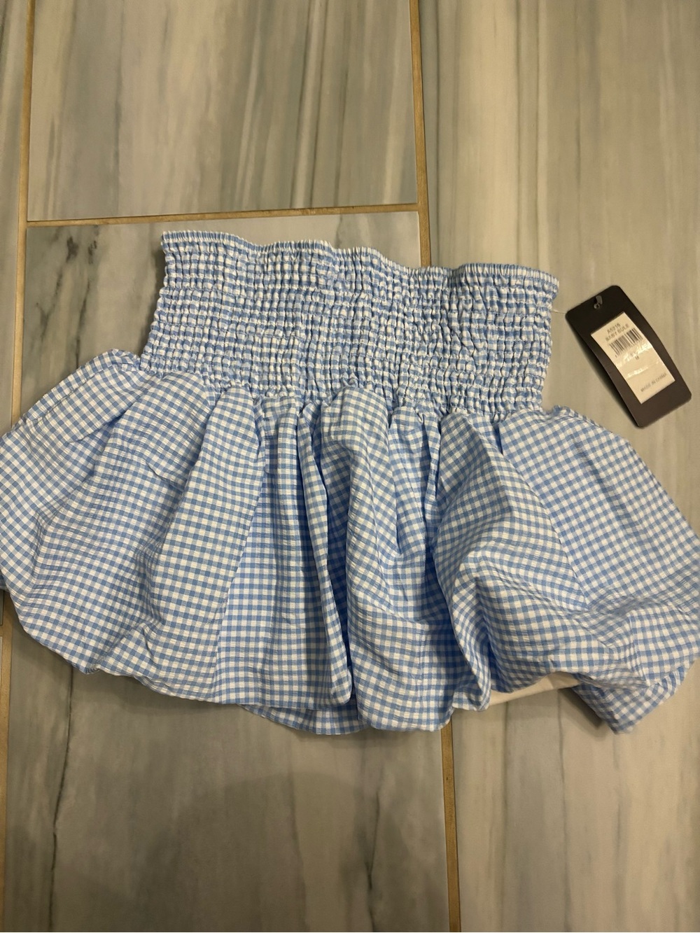 Just Love Blue and White Gingham bubble Mini Skirt